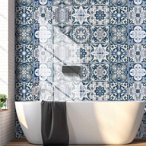 Fresh blue and white: the elegant beauty of tile stickers