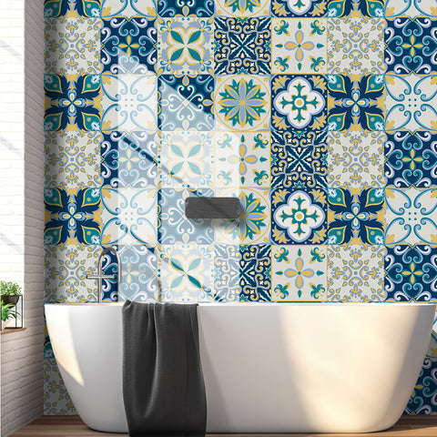 Fresh blue and yellow: the artistic vitality of tile stickers