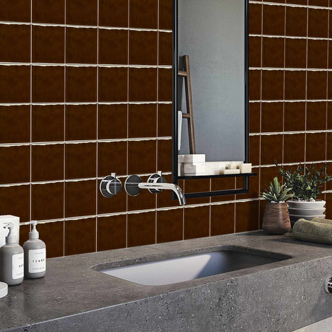 Kanagawa Brown Provence Wall Stickers Peel and Stick, Waterproof, Perfect for Kitchen, Bathroom, Stairs, and Backsplash