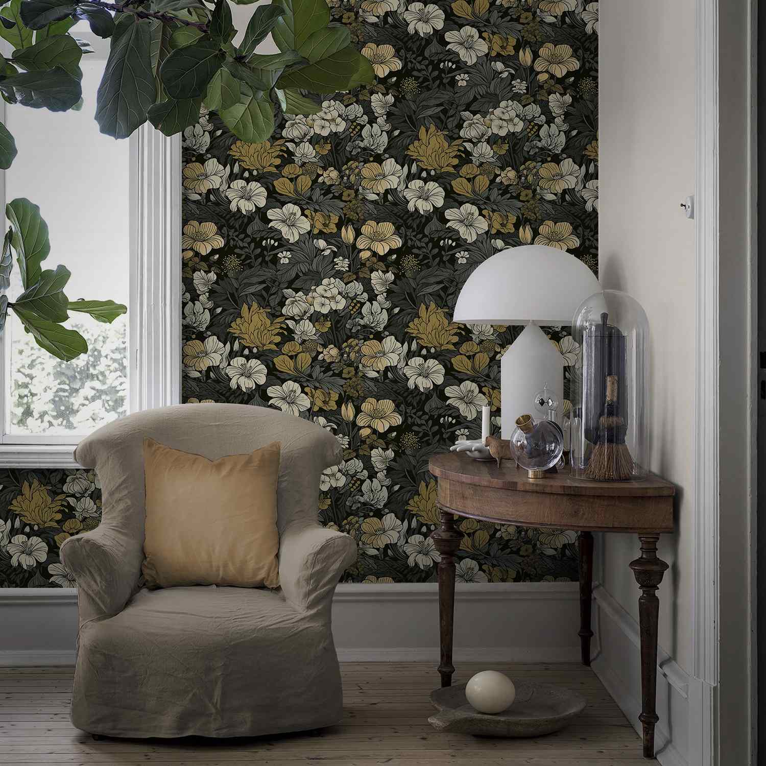 peel and stick wallpaper dark floral