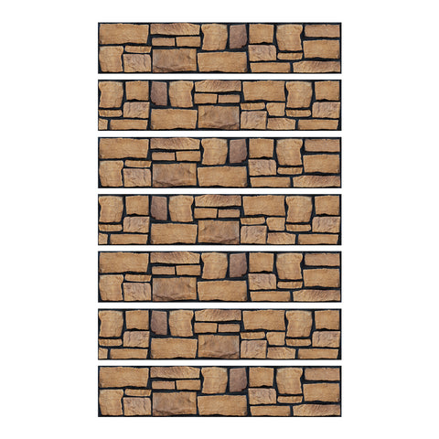 Brown Stone Wallpaper 3D Stone Textured Tiles 7pcs Peel and Stick Rustic Country