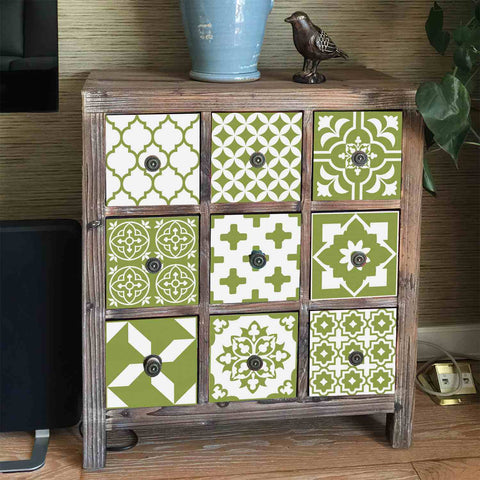 Olive Green Floral Tiles Tiles Creative tile stickers
