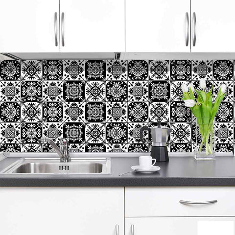 Black and white graphic tile sticker: simple but not simple decorative art