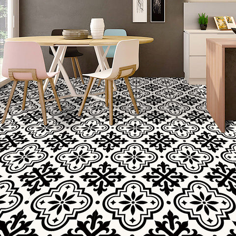 Sophisticated Monochrome Tile Overlays - Bold Floral and Geometric Accents