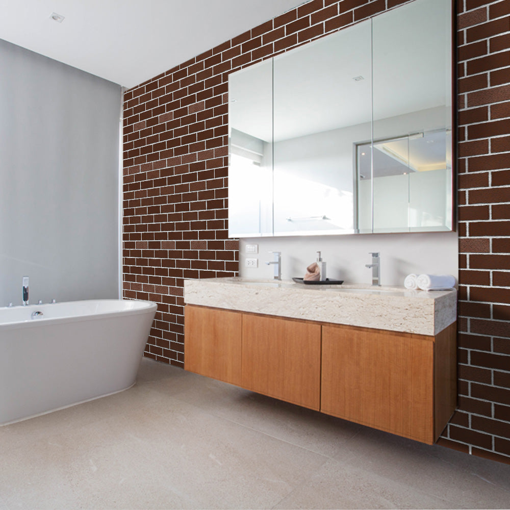 rustic stone look wallpaper for bathroom