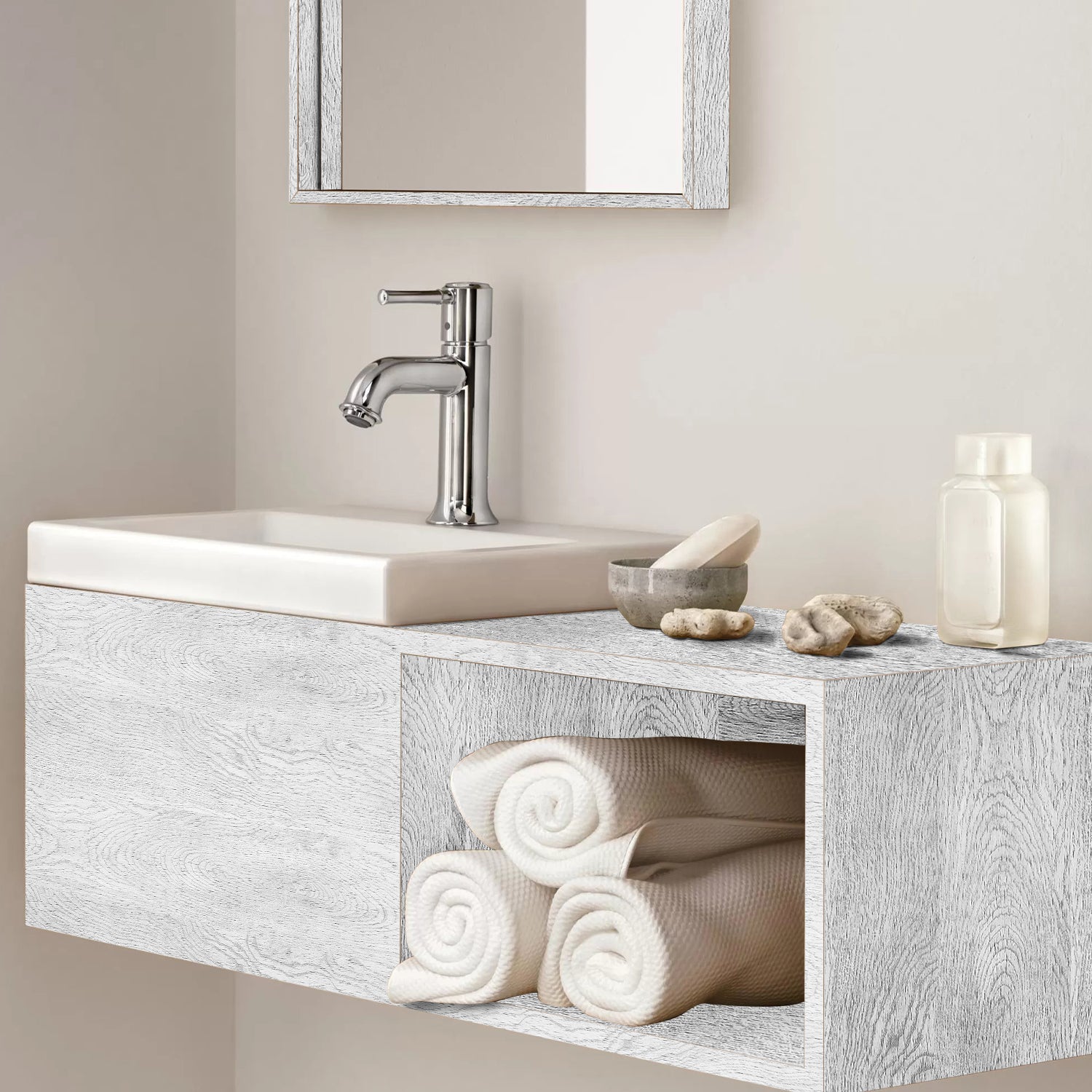 Off-White Wooden Wallpaper for Furniture