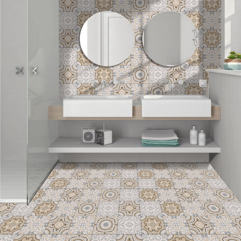 Retro beige and brown: the nostalgic style of tile stickers