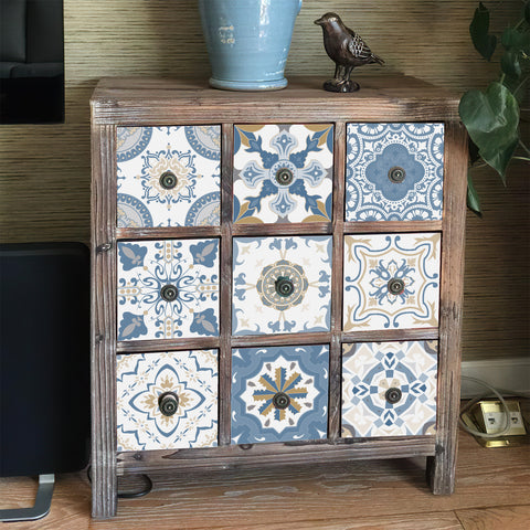 Blue-brown elegant tile stickers: inject retro charm into the space