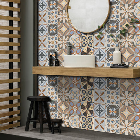 Retro color: nostalgic style of tile stickers