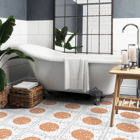 Contemporary Orange Circle with Speckles Tile Sticker