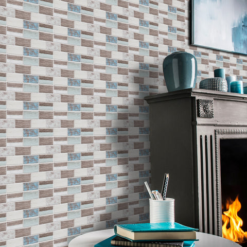Soft Blue and Beige Peel and Stick Marble Floor Tiles Stickers Fresh and Breathe