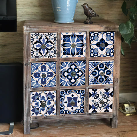 Blue and white classic tile stickers: interpreting the eternal elegance