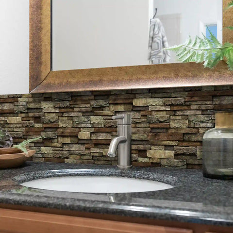 Special Shaped Marble Tile Sticker (Dark Brown) 12pcs Peel And Stick Wallpaper Luxury and Elegant Style Wall Decor