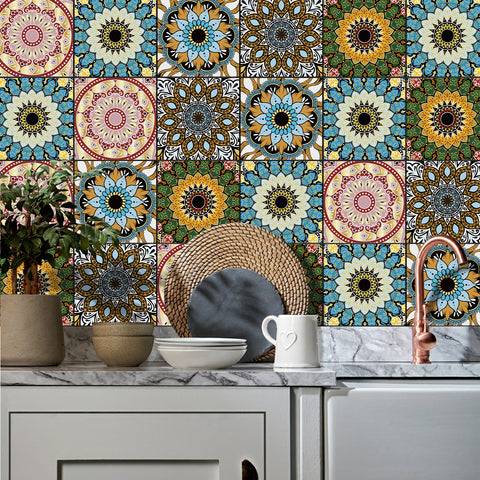 Brown and Black Warm Retro Thickened Frosted Tile Stickers 5 PCS