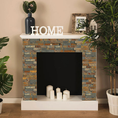 Warm Brown Rock Peel and Stick Wallpaper Sticker Textured 3d Stone Wall Country 9pcs
