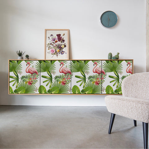 Tropical Flamingo Forest Wallpaper - Vivid Pink Flamingos Amidst Lush Green Foliage