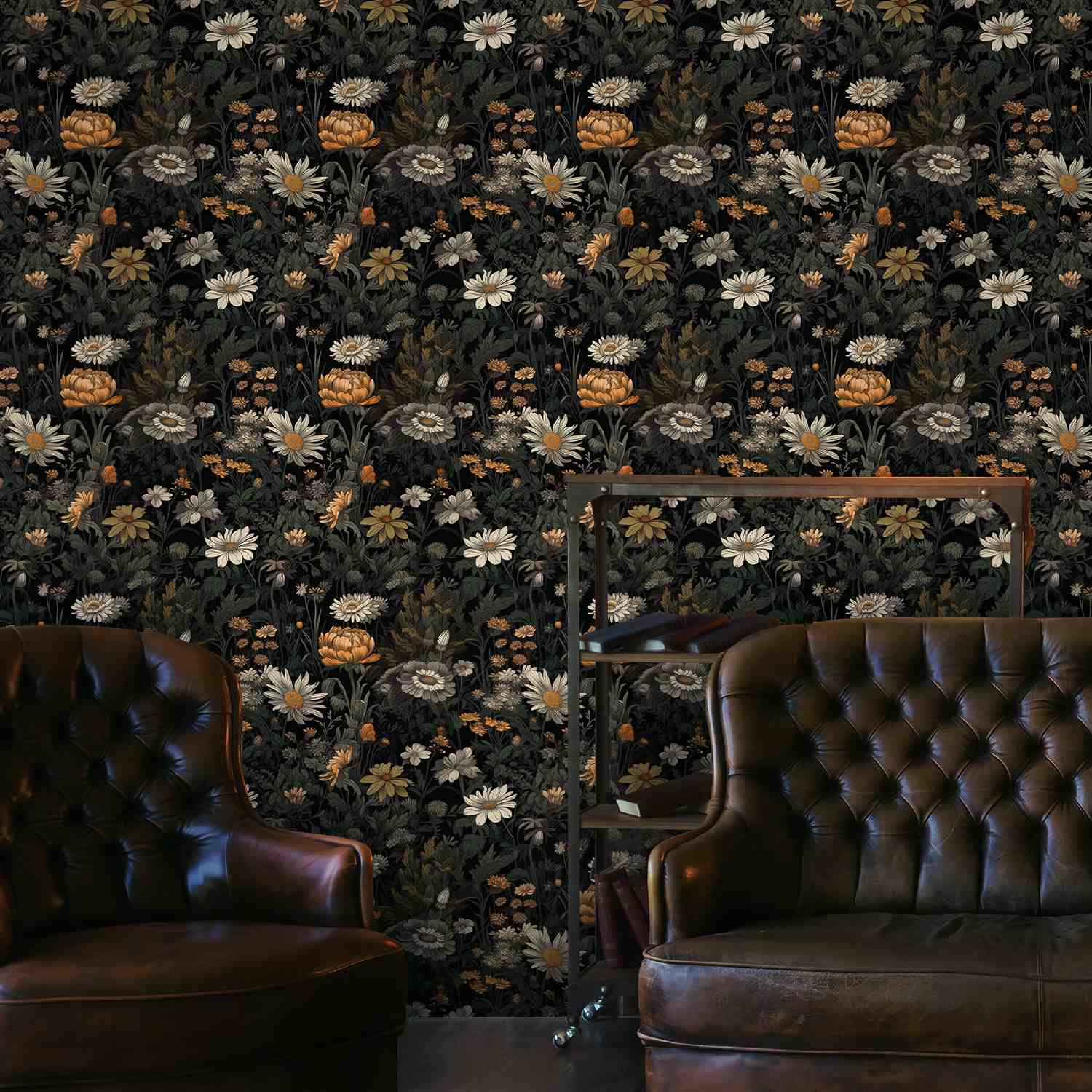 dark floral removable wallpaper