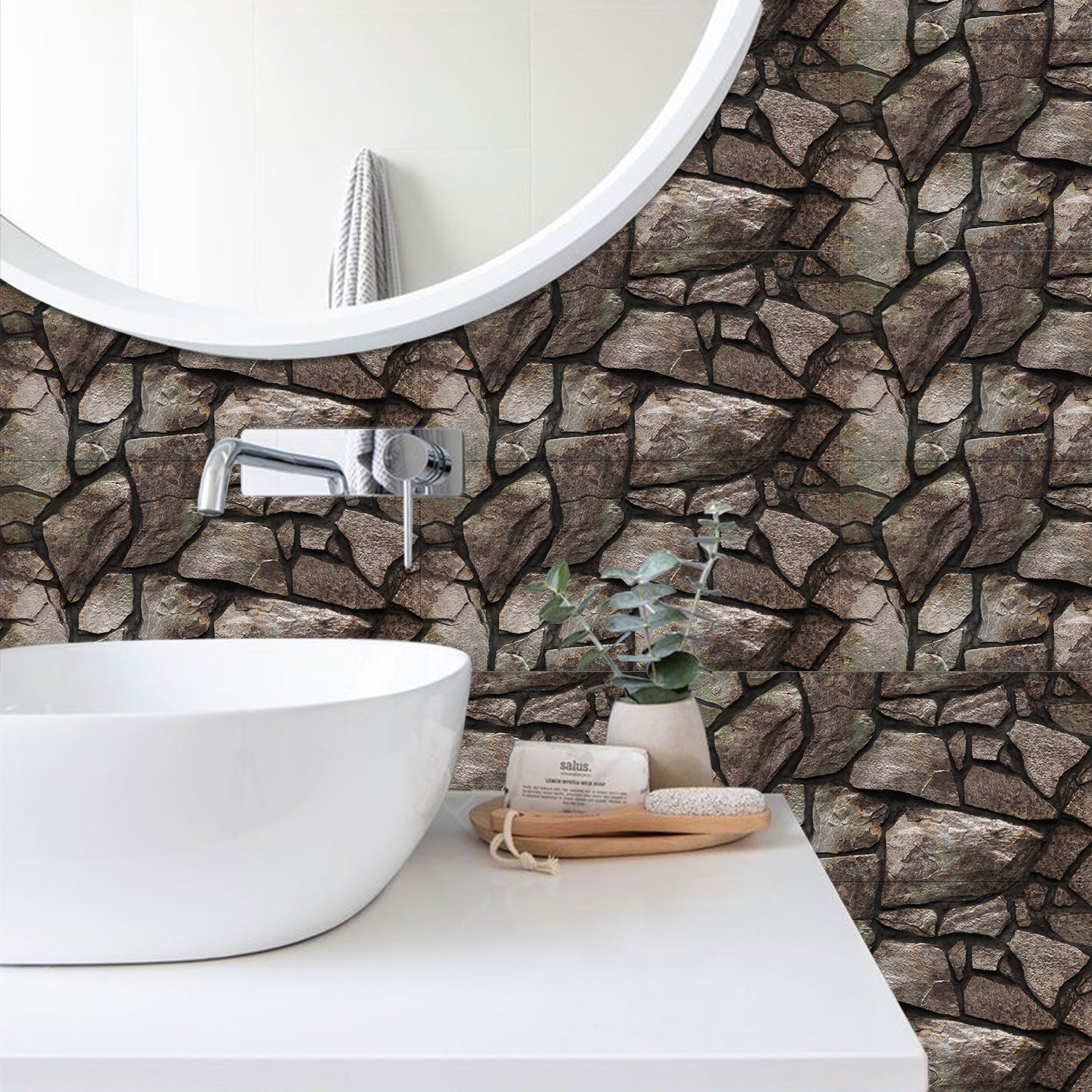 3d stone wallpaper for minimalist washingroom