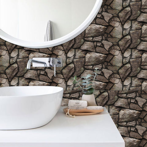 3d stone wallpaper for minimalist washingroom