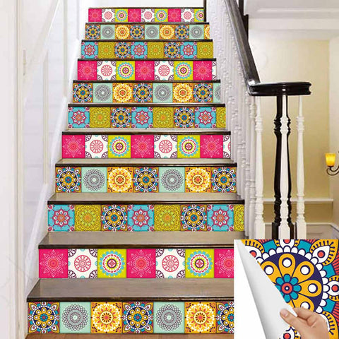 Tile Sticker: Blooming Flowers of Color and Art