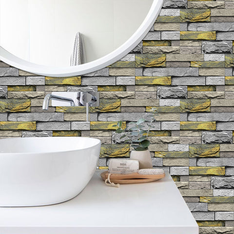 stone wallpaper for minimalist washingroom