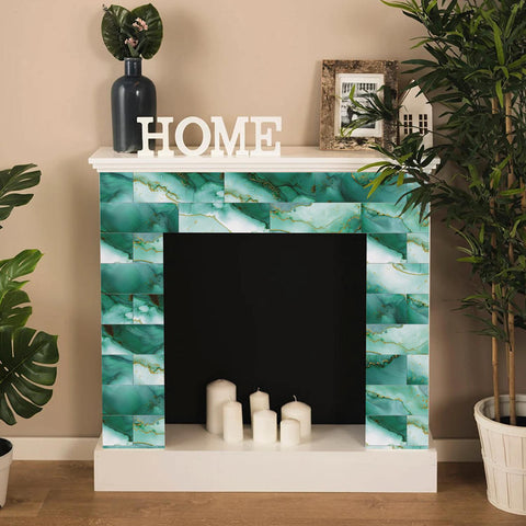Turquoise Ocean Marble Self-Adhesive Wall Tiles for Kitchen and Home Decor