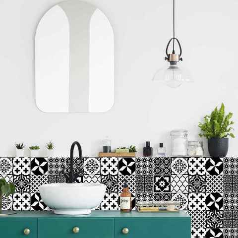 Black and White Geometric Tiles Creative tile stickers