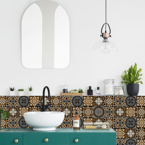 Retro brown-tone tile stickers: interpreting the beauty of classic art