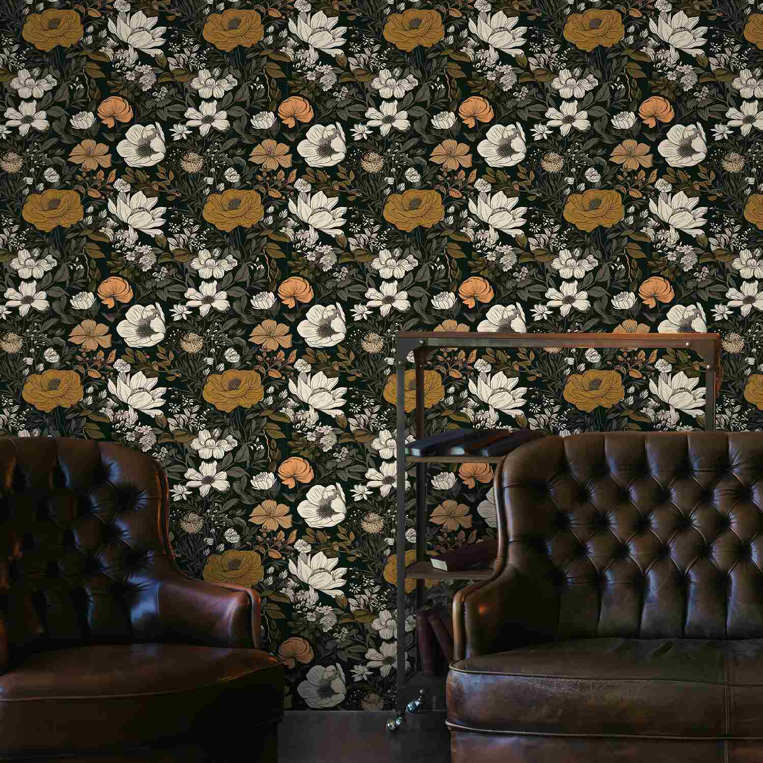 Dark floral wallpaper pattern