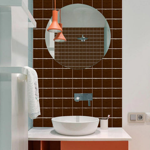 Kanagawa Brown Provence Wall Stickers Peel and Stick, Waterproof, Perfect for Kitchen, Bathroom, Stairs, and Backsplash