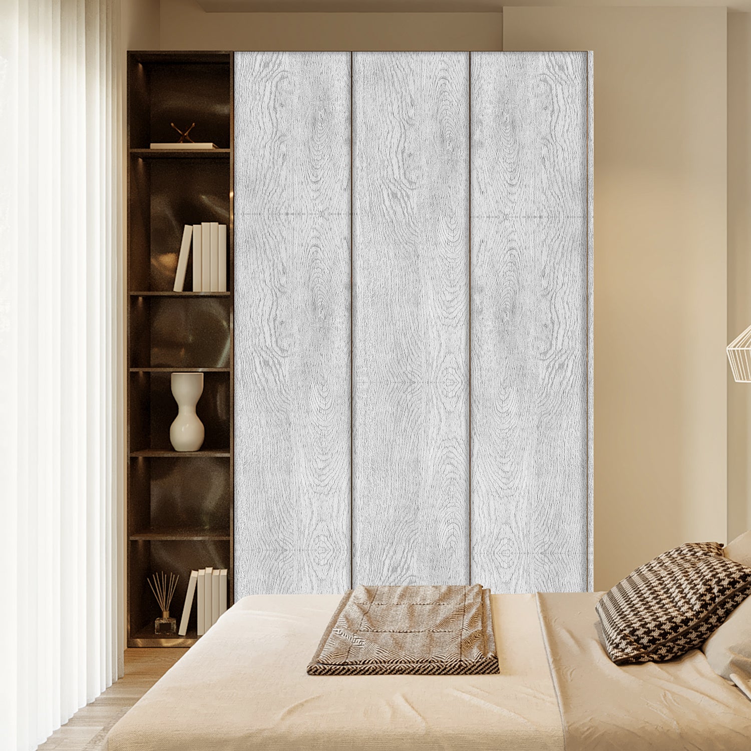 Off-White Wooden Wallpaper Wardrobes