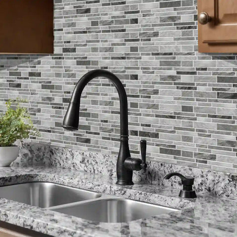 Special Shaped Marble Tile Sticker (Light Grey) 12pcs Peel And Stick Wallpaper Luxury and Elegant Style Wall Decor