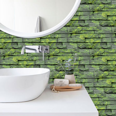 Emerald Green Stone Texture Wallpaper Rustic Tiles Stickers