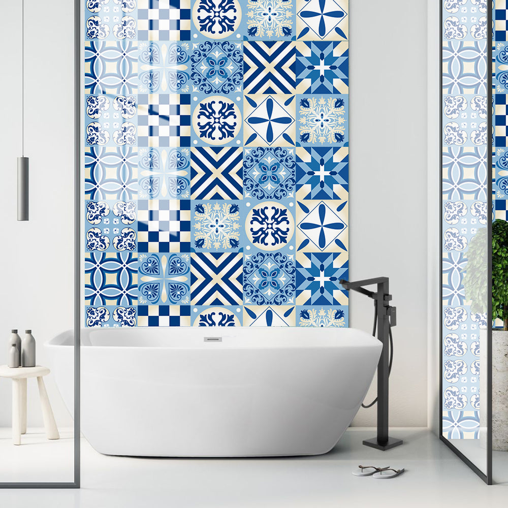 Fresh blue and white: the simple beauty of tile stickers