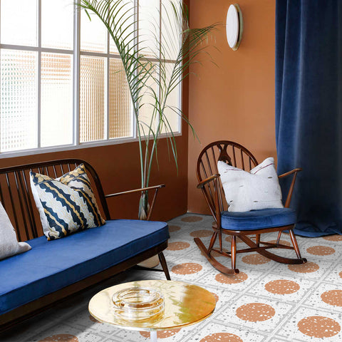 Contemporary Orange Circle with Speckles Tile Sticker
