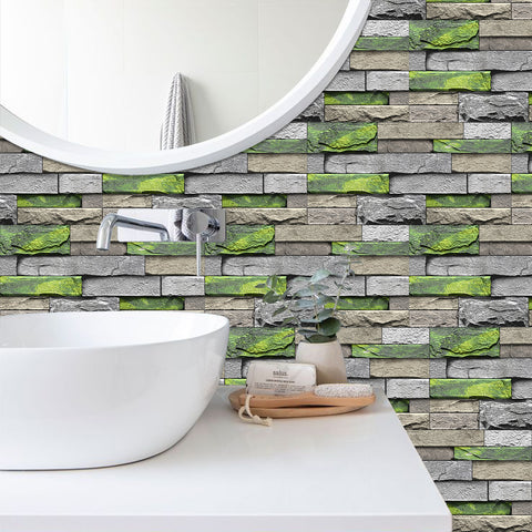 Light Green Stone Texture Wallpaper Rustic Tiles Stickers