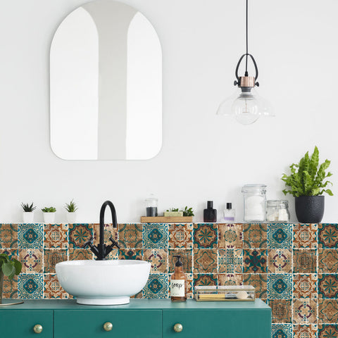 Retro blue-brown tile stickers: interpreting the artistic beauty of the years