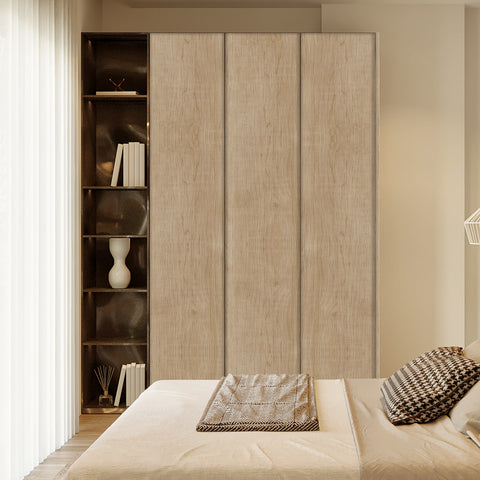 Soft Taupe Wood Finish Wallpaper