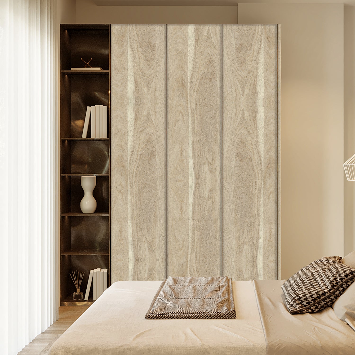 Light Walnut Wood Removable Wallpaper​ Wardrobes