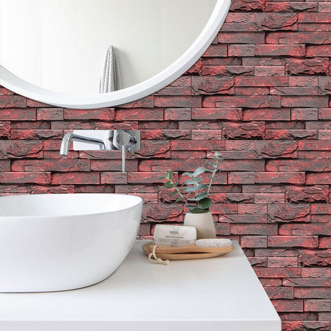 Dark Red Stone Texture Wallpaper Rustic Tiles Stickers