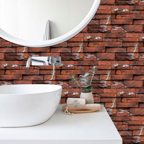 Dark Brick Red Simulates 3D Stone Texture Wallpaper Country Tiles Stickers