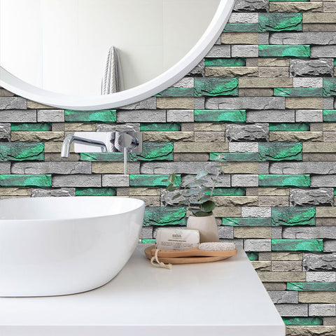 Greenish Blue Stone Texture Wallpaper Rustic Tiles Stickers