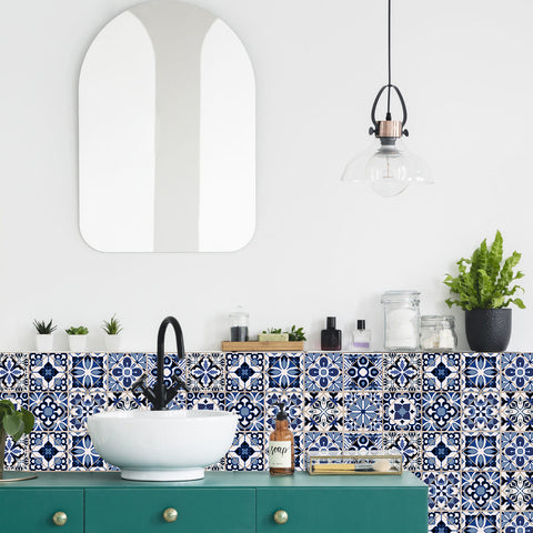 Blue and white classic tile stickers: interpreting the eternal elegance