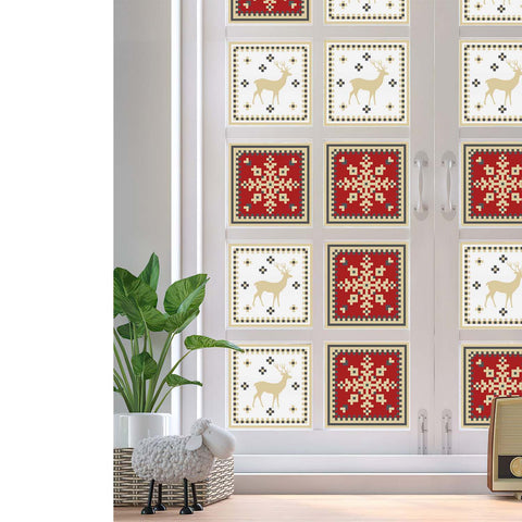 Festive Red and White Tiles Creative tile stickers