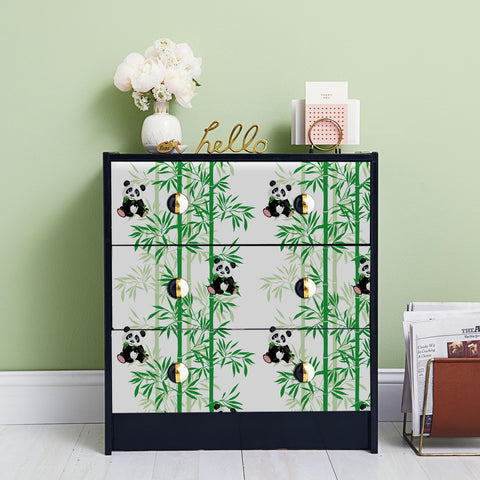 Adorable Panda Forest Wallpaper - Fresh Green Bamboo and Playful Pandas in a Cheerful Design