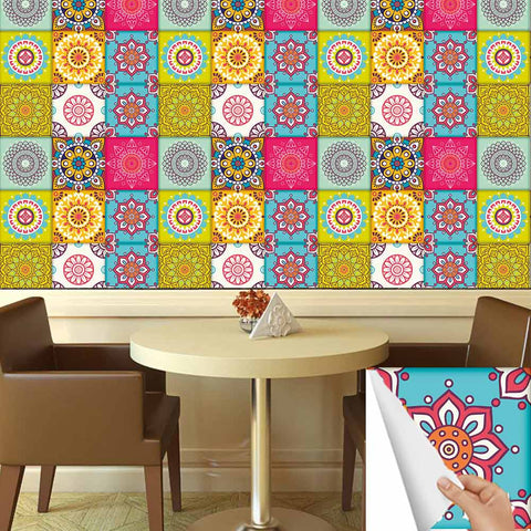 Tile Sticker: Blooming Flowers of Color and Art