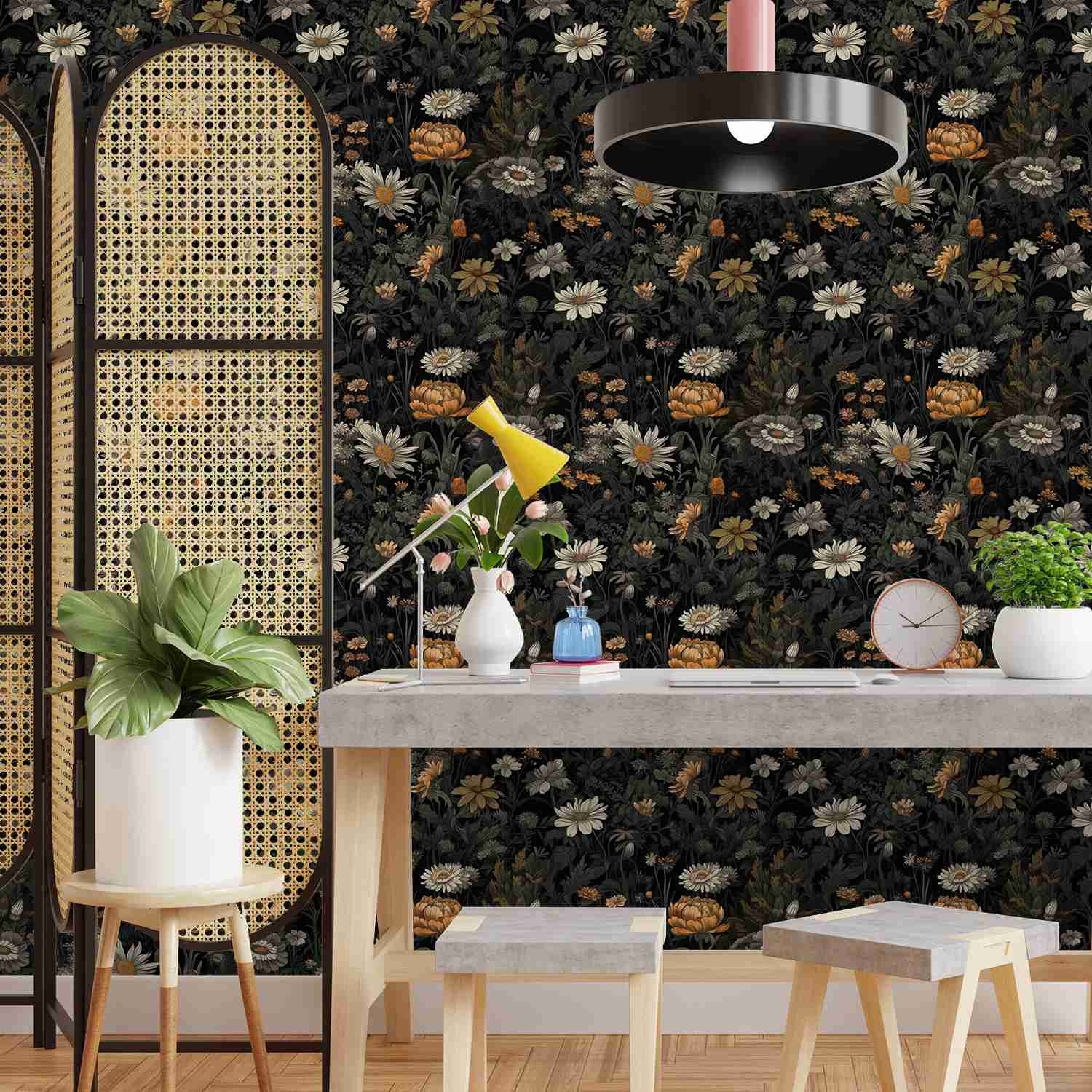 dark floral removable wallpaper