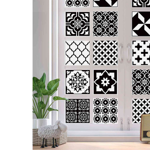 Black and White Geometric Tiles Creative tile stickers