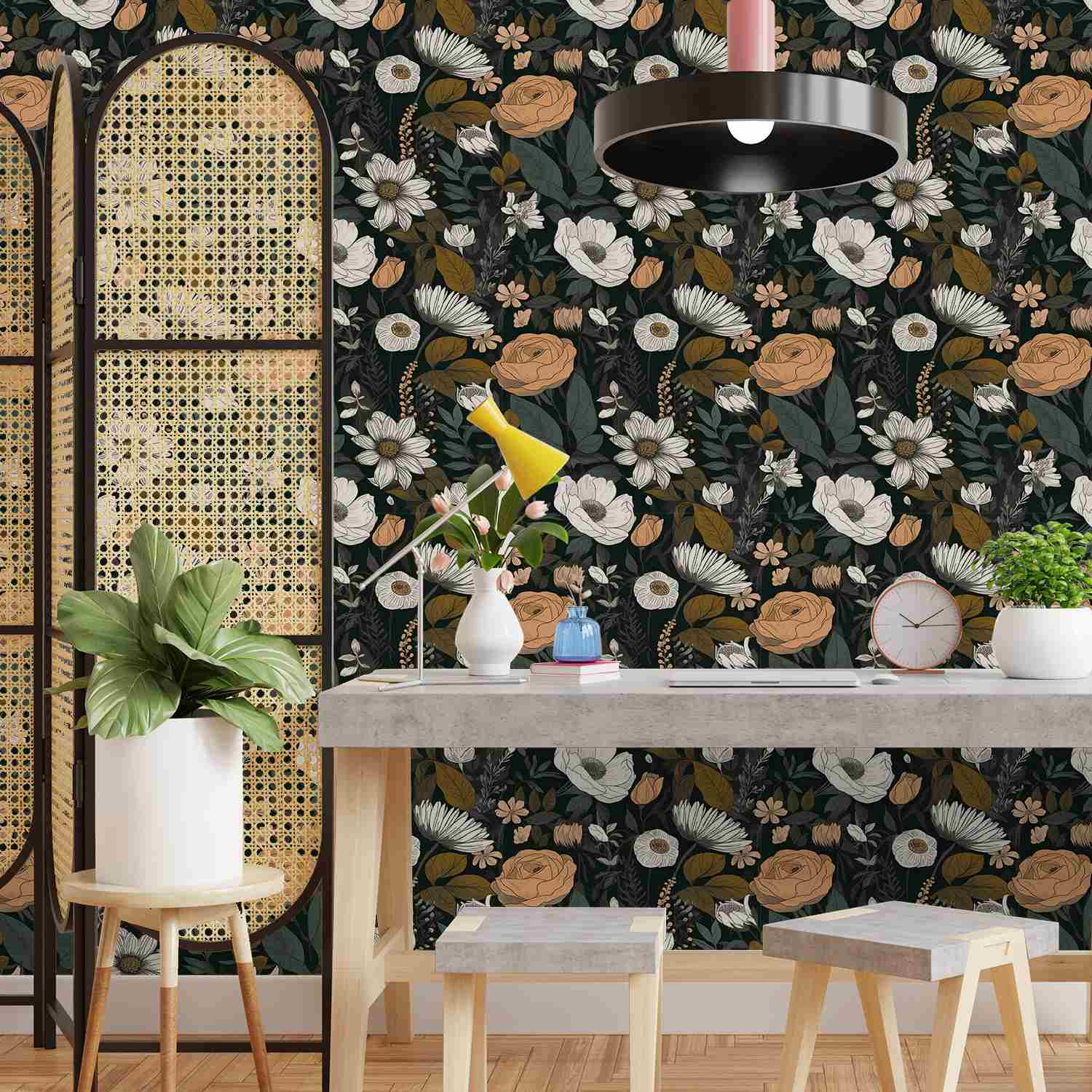 dark floral wallpaper peel and stick
