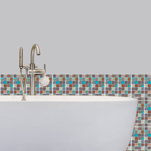 Green and Red Stone Wallpaper Stone Texture Mosaic Jewel Tiles 25pcs Peel and Stick